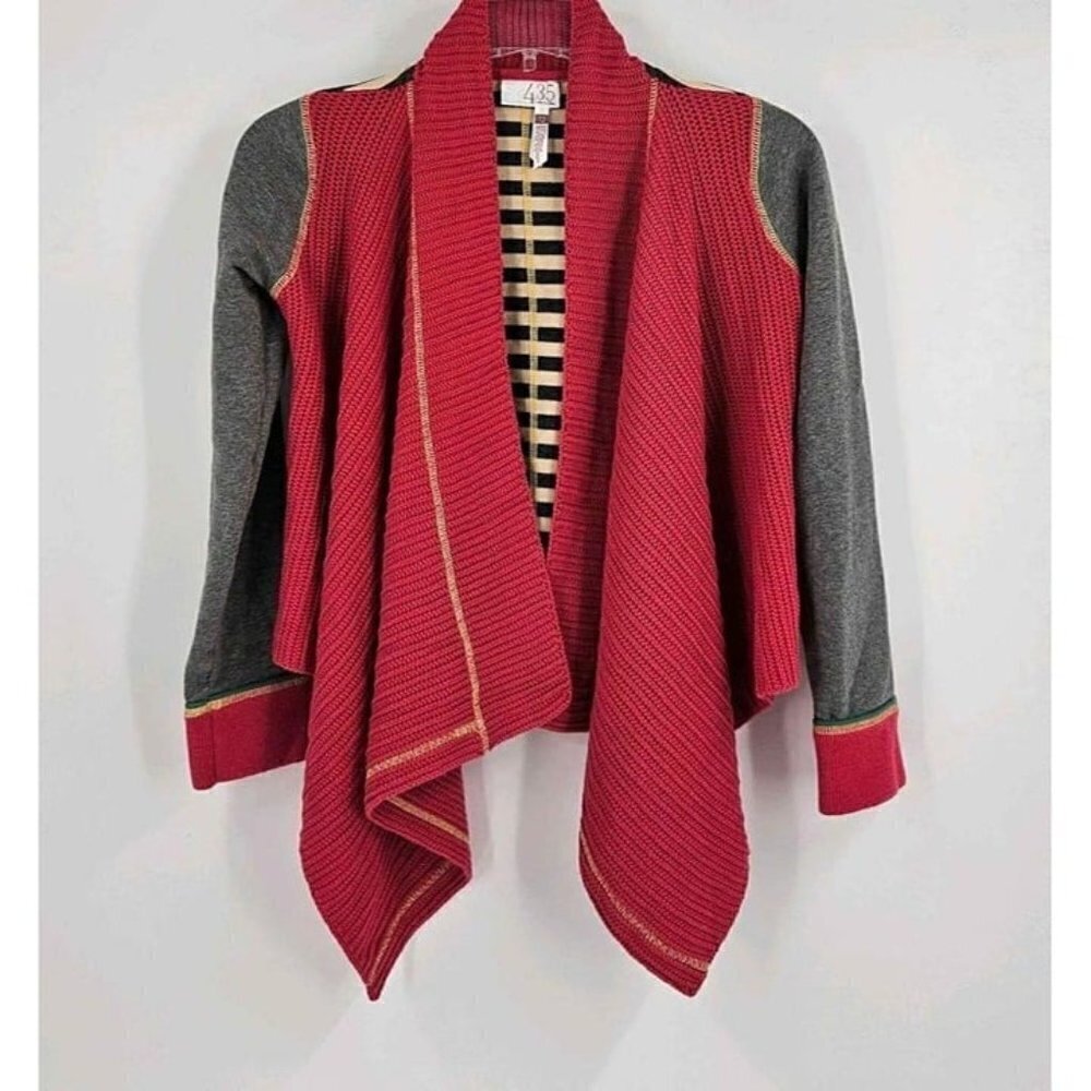 425 Matilda Jane Girls 12 Sriped Contrasting Design Stretch Open Front Cardigan